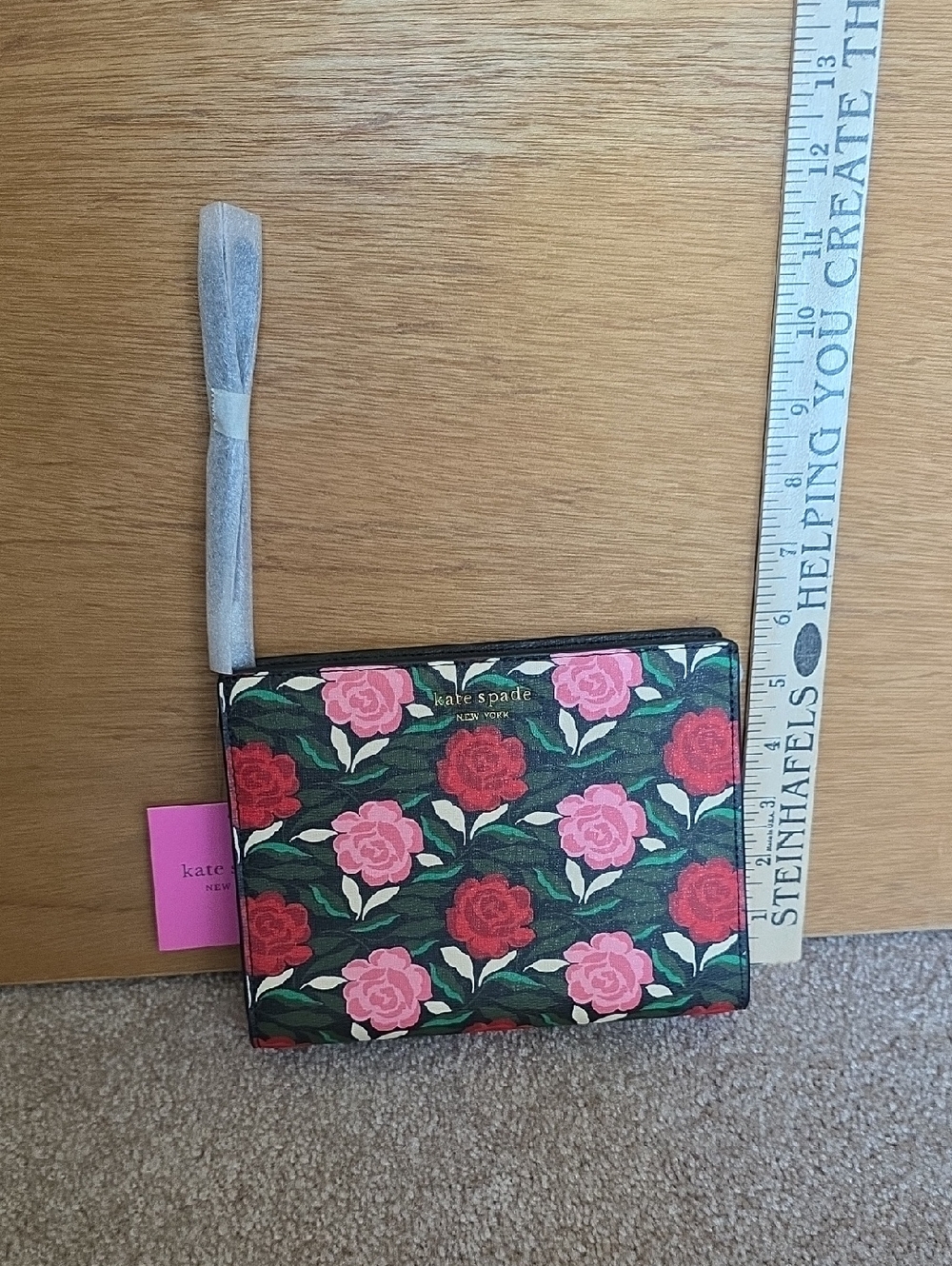 kate spade Rose-Print Zip Wristlet Wallet - Red & Pink